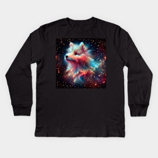 Space nebula dog Kids Long Sleeve T-Shirt